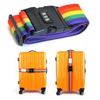 สายรัดกระเป๋า เดินทาง พร้อมรหัสล็อก 3แถวRainbow Travel Luggage Belt Suitcase Strap with Code Lock