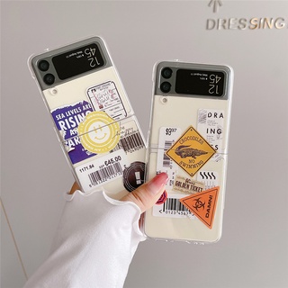 เคสโทรศัพท์มือถือแบบใส กันกระแทก ลายฉลากอเมริกัน ยุโรปวินเทจ สําหรับ Samsung Galaxy Z Flip 4 Z Flip 3 5G Z Flip 4 Zflip3 Z Flip4 Z Flip 3