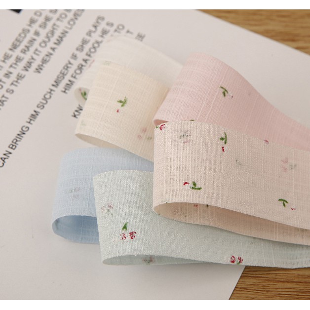 พร้อมส่ง ริบบิ้นผ้าฝ้าย แต้มลายกุหลาบ ขนาด 2.5 ,3.8 ซม. (ขายเป็นหลา) - รูปที่ 7