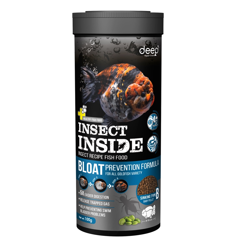 Deep Bloat Prevention ดีฟ อาหารปลาทอง สูตรขับลม ป้องกันการหงายท้อง99% เม็ดจม (ขนาด 50g/100g)