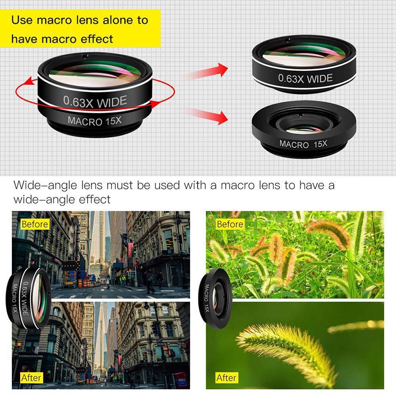 HD Phone Lens Kit Telephoto Lens Wide Angle Macro Fisheye Universal ...
