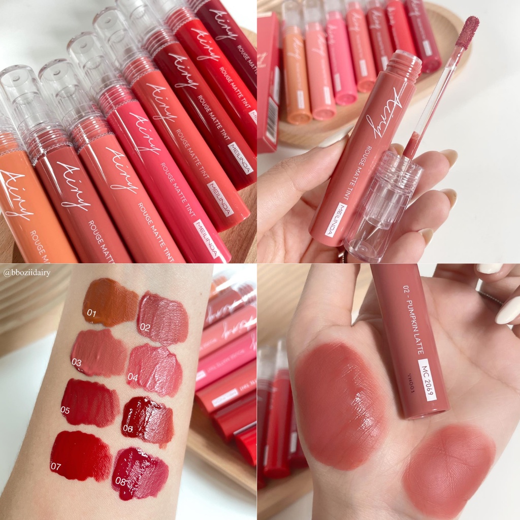Melinda Airy Rouge Matte Tint แมทท์เนียน เนื้อนุ่ม ติดปาก ไม่ติดแมส