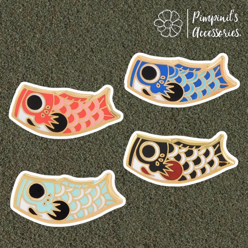 พร้อมส่ง : เข็มกลัดเซ็ทลายปลาคาร์ฟ | Fancy Carp Enamel Brooch Pin Set.