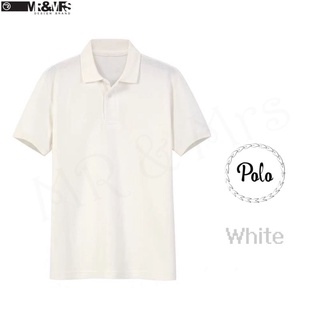 เสื้อโปโล เสื้อคอปกชาย/หญิง แขนสั้น POLO ผ้าCOTTON มีกระเป๋าหน้า (สีขาว) HONEY BIRD