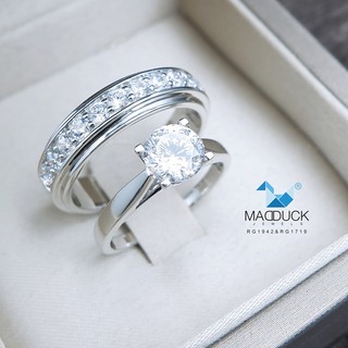 Madduckjewels แหวนเงินแท้ เพชร CZ ชุบโรเดียม RG1942-RG1719