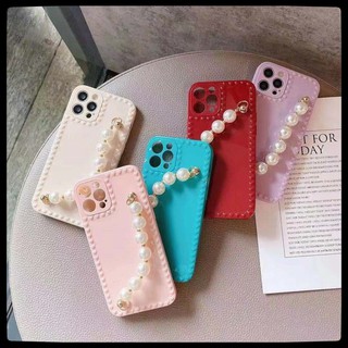 เตรียมการจัดส่ง✨Apple เคส ไอโฟน11 มี12โปรแม็กไ เคส iphone11 Korean fresh pearl chain iPhone11/12Pro/Max Apple X/XS/XR/SE mobile phone case i7p female เคส ไอโฟน8plus เคสไอ12 เคสไอ12Pro silicone all-inclusive anti-fall protective cover