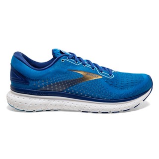 Brooks Glycerin 18 รองเท้าวิ่งถนน ผู้ชาย สีน้ำเงินทอง แบบหน้าปกติ