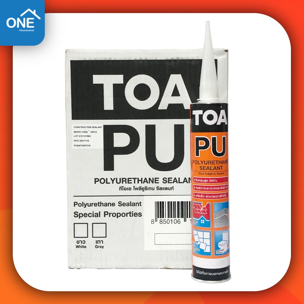 [ยกกล่อง ] TOA PU Sealant 12 หลอด กาวซิลิโคน ชนิดยืดหยุ่น ใช้อุดรอยต่อ รอยรั่ว กันน้ำได้ดี ขนาด 310 