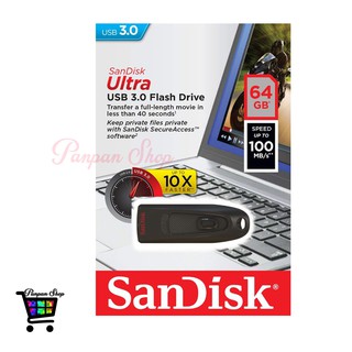 SanDisk Ultra 64 GB USB 3.0 Flash Drive Transfer Speeds Up To 100MB/s (SDCZ48-064G-U46) รับประกัน 5 ปี