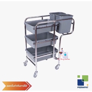 ส่งฟรี CSP-016 DINNER COLLECTOR CART NEW STYLE (รถเข็นเคลียร์เศษอาหาร) Dimension : 44X80XH93 cm.