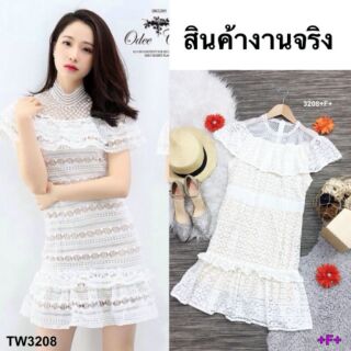 Dress ลูกไม้ลายสวย ช่วงบนเป็นตาข่ายซีทรู