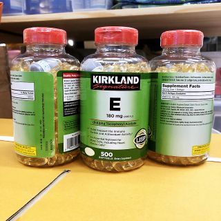 Kirkland Signature [2v30 Vitamin E 180 500 Softgels ถูกสุดในไทย] ขวดใหญ่คุ้มกว่า ต้านอนุมูลอิสระสูง ริ้วรอย วิตามินอี