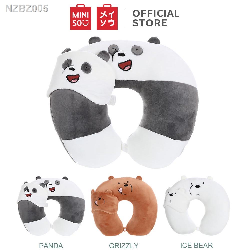 2021 latest home furnishing products super affordable hot sell!❏MINISO หมอนรองคอตัวยู We Bare Bears x ผ้าปิดตา