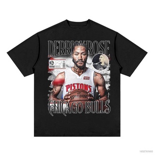 เสื้อยืดพิมพ์ลายเสื้อยืดเสื้อยืดคอกลม แขนสั้น ลาย NP2 NBA Derrick Rose Fan สไตล์วินเทจ สตรีท สําหรับออกกําลังกาย PN2S-4X