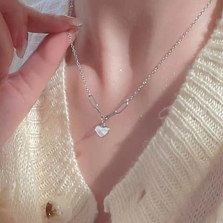 Fashion Summer New Trendy Ins Net Red Shell Love Sterling Silver Necklace Collarbone Chain Female Niche Simple High-end Womens Gift Jewelry