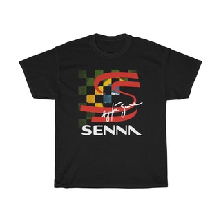 เสื้อยืดผู้ชายเสื้อยืด พิมพ์ลายโลโก้ Ayrton Senna Brazilian Racing Legend San Marino ขนาด S ถึง 3XL