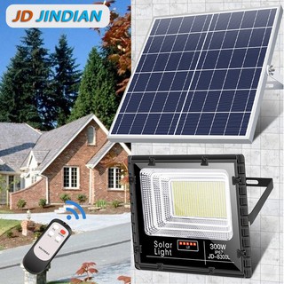 JD Solar LED สปอตไลท์ โซล่าเซลล์ รุ่นพี่อั้ม JD25W 40W 60W 100W 200W 300W เปลี่ยนแบตเตอรี่ได้แสงสีขา วสว่างถึงเช้า