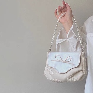ระเป่าสะพายข้าง👜กระเป๋าสะพายผ้าแจ็คการ์ดไข่มุก