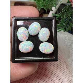 Lab created opal white 8x6mm 2pieces