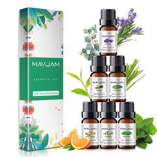 MAYJAM 10ml Essential Oil TOP 6 Gift Set Lavender Eucalyptus Peppermint Orange Tea Tree Lemongrass aroma diffuser oils