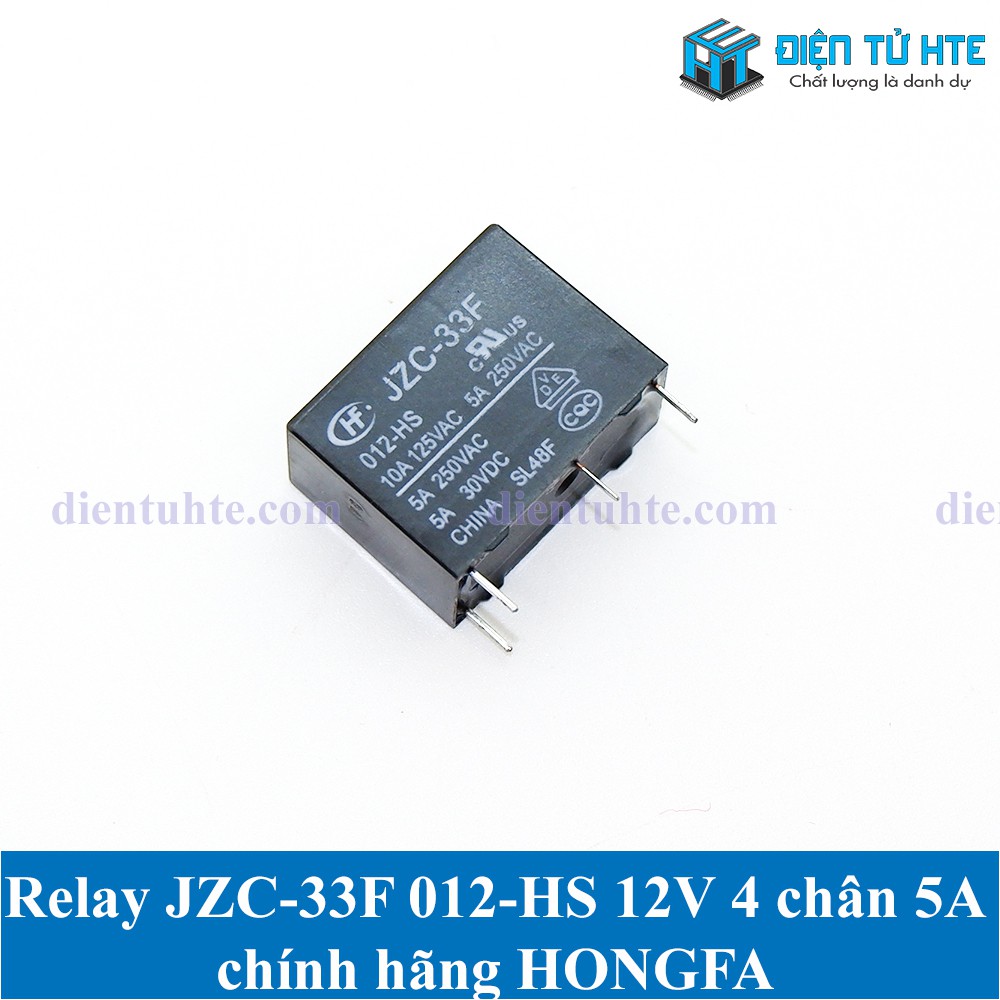 รีเลย์ JZC-33F 012-HS 12V 4 ขา - เปิดสัมผัสปกติ 5A - HONGFA ของแท้ [HTE Quy Nhon CN2]