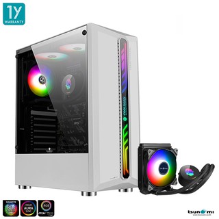 เคสคอมพิวเตอร์ Tsunami Coolman 190-1 WW(Liquid Combo) ARGB ARGB*2/CM-120 Tempered ATX Gaming Case (รับประกันสินค้า 1 ปี)