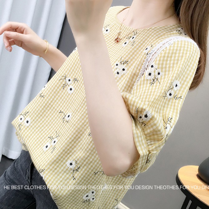 FBAShop  เสื้อลายสก็อตแขนตุ๊กตาปักลายดอกไม้น่ารัก สวยหวานกว่าน้ำตาลอีกจ้าาา ราคา ถูกที่สุด ดีลบีเคเค แกลเลอรีภาพที่ 8