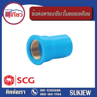 SCG ข้อต่อตรงเกลียวในทองเหลือง หนา ฟ้า 1 1/2" - 2"