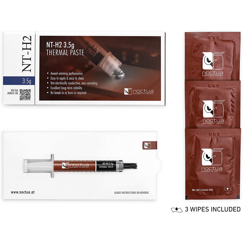 Noctua NT-H2 3.5g, Pro-Grade Thermal Compound Paste incl. 3 Cleaning Wipes (3.5g) Silicone CPU #ซิลิโคนระบายความร้อน
