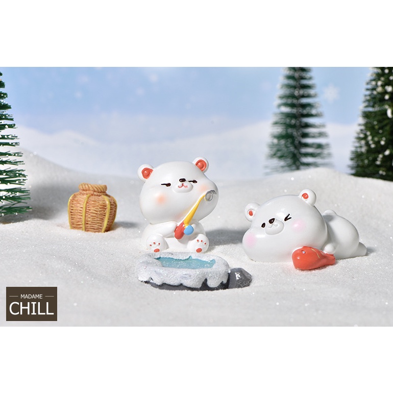 [MC973] ตุ๊กตุ่นจิ๋ว หมีขั้วโลก ตกเบ็ด กินปลา (1 ตัว ราคา 10, 15, 20 บาท)