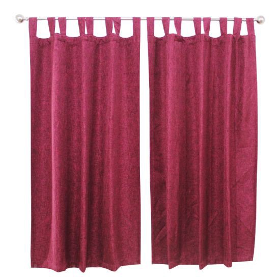 KASSA HOME ผ้าม่านหน้าต่าง หูกระเช้ากันแสงแดด รุ่น LININ ขนาด 135 x 160 ซม. สีแดง ผ้าม่าน มู่ลี่
