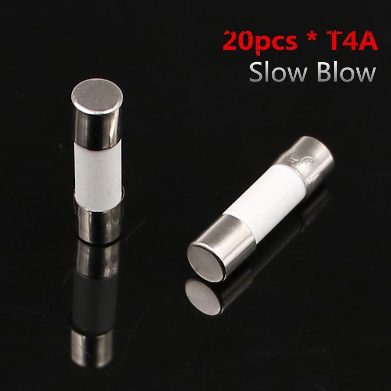 20 ชิ้น/ล็อตฟิวส์เซรามิคทรงกระบอก 5x20 มม.250V ช้า Blow T3.15A T6.3A T0.5A T1A T2A T2.5A 3A T4A T5A 