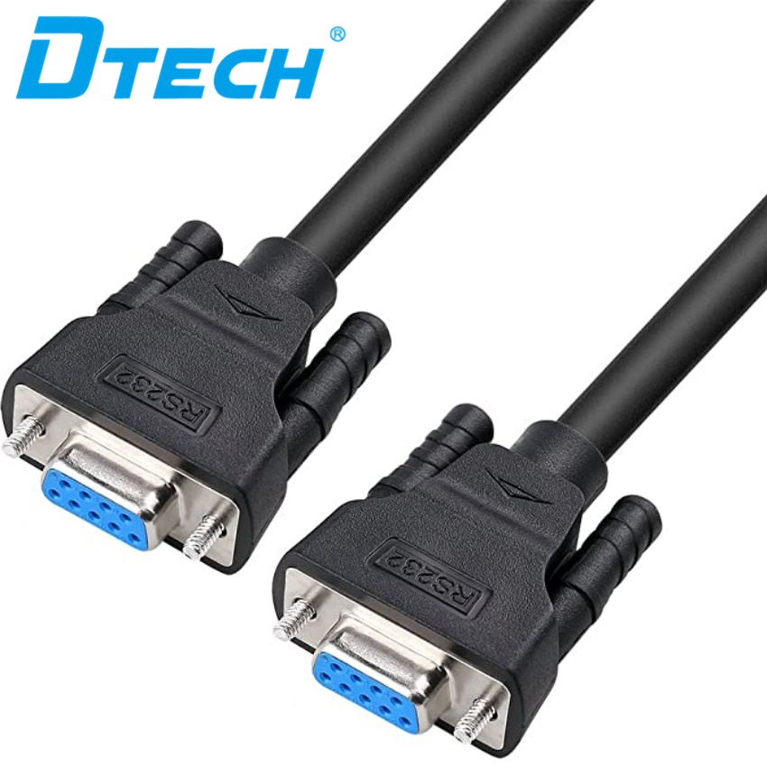 DTECH RS232 Serial Cable DB9 หญิง Null Modem Cord Cross TX RX line สําหรับการสื่อสารข้อมูล 1.5/2/3/5