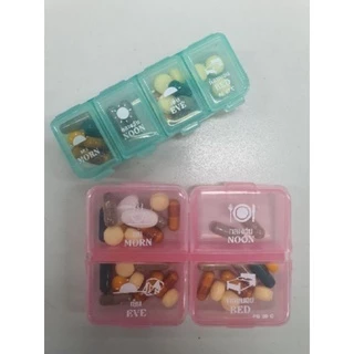 ตลับยารายวัน 💊 (พร้อมส่ง) กล่องใส่ยา ตลับใส่ยา4ช่อง บอกเวลาทานพกพาสะดวก พลาสติกอย่างดี #pill box