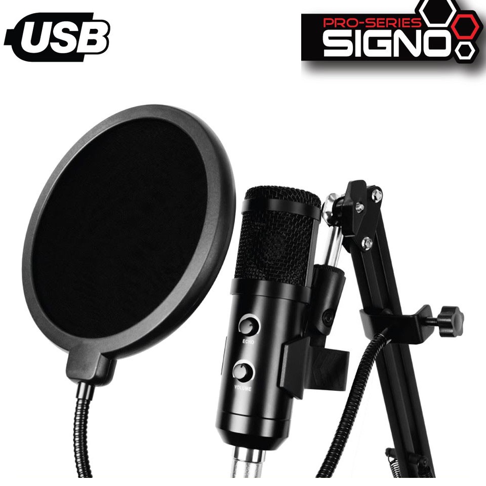 SIGNO MP-704 ไมโครโฟน CONDENSER USB Microphone เสียงดี สีดำ