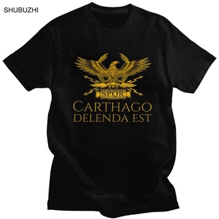 เสื้อยืดผ้าฝ้ายพิมพ์ลายขายดี เสื้อยืดแขนสั้น พิมพ์ลายคําคม Carthago Delenda Est Latin สไตล์โรมันโบราณ คลาสสิก สําหรับผู้