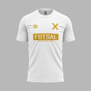 เสื้อยืดผ้าฝ้ายพิมพ์ลายแฟชั่น เสื้อกีฬาแขนสั้น ลายทีม FUTSAL: No Margin Error Jersey สีขาว ทอง