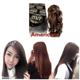 Americano(สีน้ำตาลแดง)ผมสีอ่อนลงทับได้ ผมดำฟอกก่อนจ้า