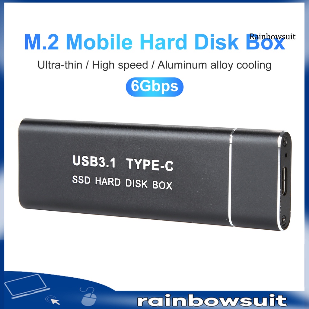 RB Portable USB 3.1 M.2 NGFF กล่องใส่ฮาร์ดไดรฟ์มือถือ SSD ภายนอกความเร็วสูง