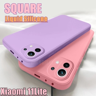 Xiaomi Mi 11 Lite 11Pro 11Ultra Mi11Lite 11 Pro 11Ultra เคสโทรศัพท์ซิลิโคนแบบนุ่มป้องกันรอยสําหรับ Square Liquid Silicone Phone Case Camera Protection Fashion Couple Soft Casing Back Shockproof Cover For เคสยางพาราสวยๆ ราคาคุ้มค่า Xiomi Mi 11Lite