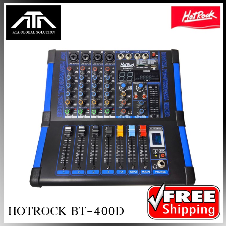 เพาเวอร์มิกเซอร์ ขยายเสียง 4CH Power mixer HOTROCK BT-400D ( 4 channel )