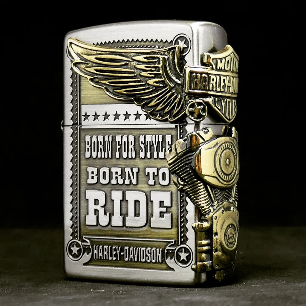 Zippo HDP-27 Harley Davidson - Engine Wings (Born to Ride) ของแท้ รับประกันตลอดชีวิต
