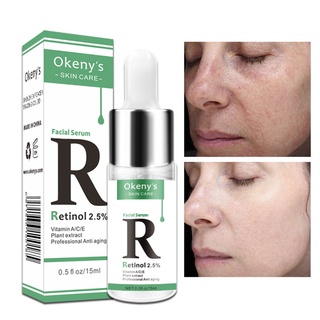 Okenys Retinol เซรั่มบํารุงผิวหน้าคอลลาเจน 2.5% เอสเซ้นต์วิตามิน A/C/E ลดริ้วรอย 15มล.