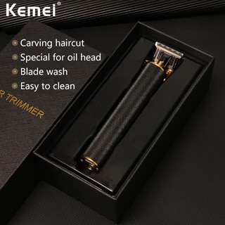 Kemei Pro Li T-Outliner ปัตตาเลี่ยนตัดผมไร้สาย แบบชาร์จไฟได้ 0 มม. สําหรับผู้ชาย KM-1971