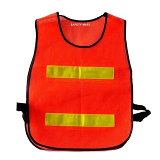 Safety Mate เสื้อกั๊กตาข่ายสะท้อนแสง 1 ตัว เสื้อจราจร รุ่น 64001 (ส้ม) 2 แถบ