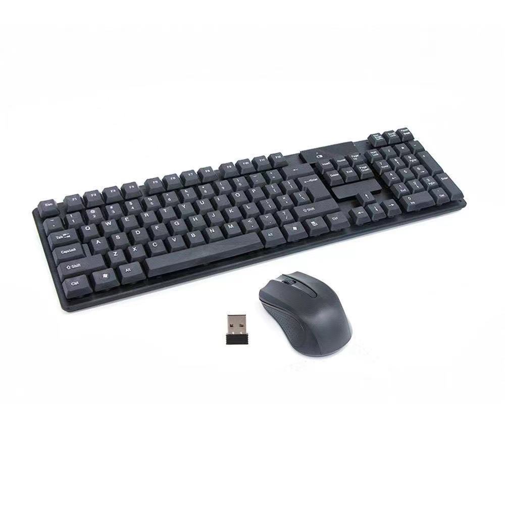2.4G Wireless Keyboard Mouse Suite - Black 无线盘滑组 ชุดคีย์บอร์ดและเมาส์ไร้สาย โน๊ตบุ๊ค กล่องทีวี คอมพิ