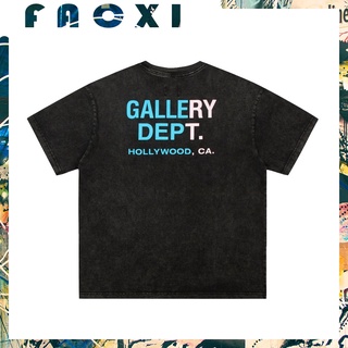เสื้อยืดโอเวอร์ไซส์Gallery Dept เสื้อยืดแขนสั้น ผ้าฝ้าย พิมพ์ลายตัวอักษร ขนาดใหญ่ สไตล์วินเทจ ฮิปฮอป สําหรับผู้ชายS-3XL