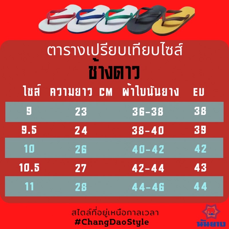ส่งเร็ว! รองเท้าแตะนันยาง ตราช้างดาว ของแท้ 100% สีดำ SIZE 9-11