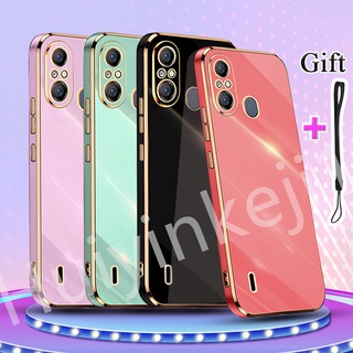 เคสโทรศัพท์มือถือชุบไฟฟ้า ขอบตรง สําหรับ ITEL A58 A58 Pro A49 A49 Lte