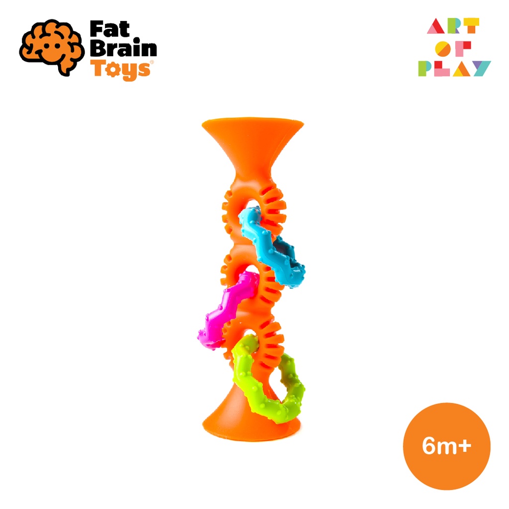 pipSquigz Loops (orange) - ของเล่นที่เป็นยางกัดได้จาก Fat Brain Toys เหมาะสำหรับอายุ 6 เดือนขึ้นไป